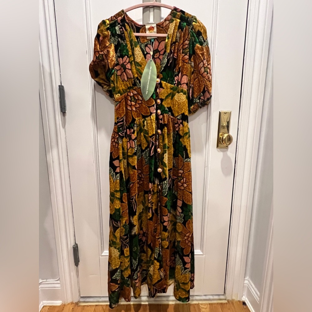 Farm Rio Garden Black Midi Dress New With Tags NWT